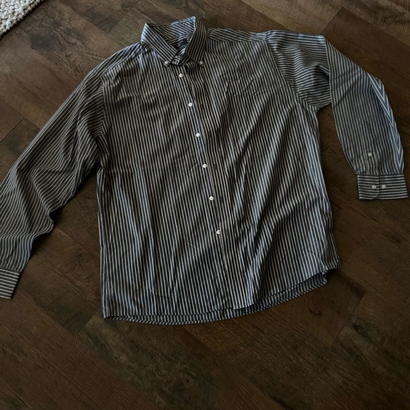Dockers Men's Striped Button-Down Shirt - Black and White - Picture 1 of 2